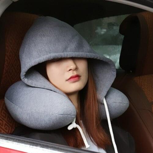 Nap Neck Pillow Cotton Particle Pillow Soft Hooded U-pillow Textile Home office Airplane Car Travel Cushion Pillow Accessories