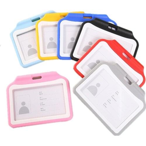 PP Plastic Candy Color Employees Staff Work Card Holder Office Building Pass Access Card Cover Case Badge Holder Bus Card Sleeve