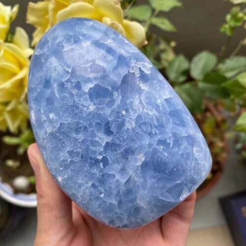 Natural blue calcite crystal quartz furnishings home decoration room decoration Reiki healing aquarium gems