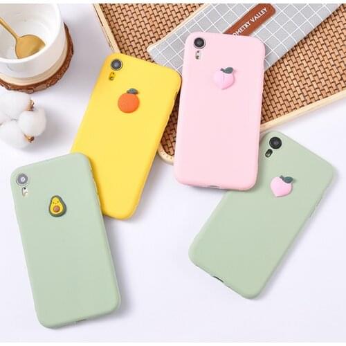 3D Fruit Phone Case for iPhone 11 X XS XR 11 Pro XS Max Silicone Case For iPhone 7 8 6 6s Plus Avocado Peach Orange Soft Cover