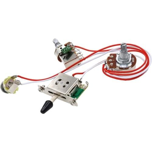 Tooyful 1 Set Electric Guitar Wiring Harness Prewired Kit 3 Way Toggle Switch 1 Volume 1 Tone 500K Pot Jack