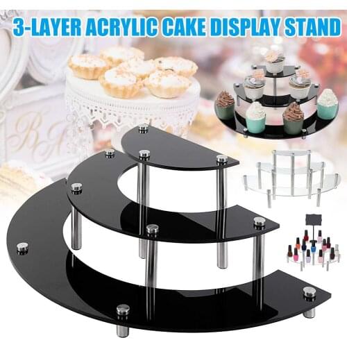 3-layer Semicircle Acrylic Jewelry Display Rack Cake Desktop Holder Tabletop Retail Display Stand Kitchen Accessories Re