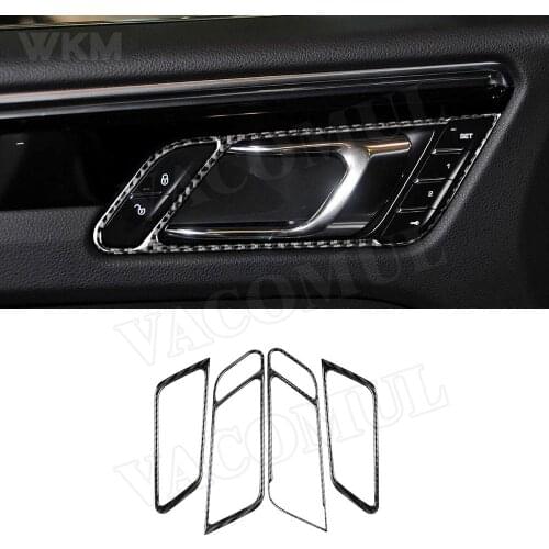 Carbon Fiber Inner Door Handle Panel Trim Frame Rim Cover Stickers for Porsche Macan 2015-2018 Interior Accessories