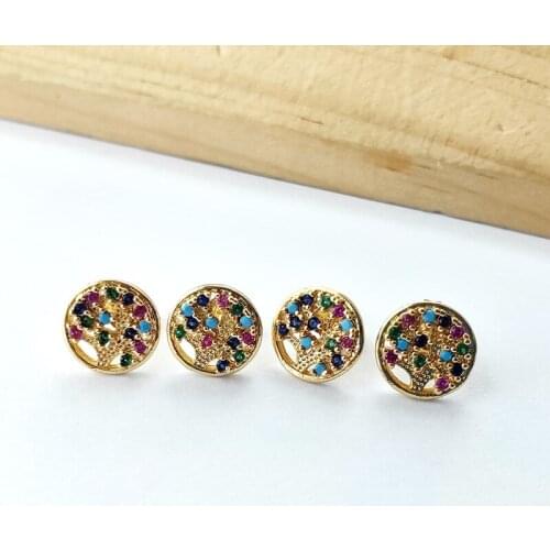 10 Pairs Trendy tree shape Stud Earrings High Quality Colorful CZ Crystal Zirconia Micro Pave Jewelry Gift For Women ER888