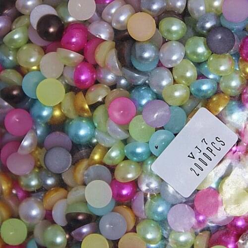 2000pcs/pack 7mm mixed colors imitation pearls half round flatback pearls,MVJ7
