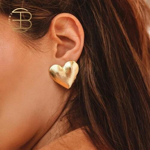 2020 New Fashion Ladys Chic Metal Earrings Rose Gold Heart Stud Earrings For Women