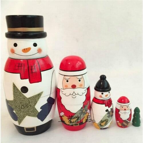 5 layers of Christmas snowman, Russian Matryoshka Doll, Birthday gift, wooden crafts, Christmas gift toys