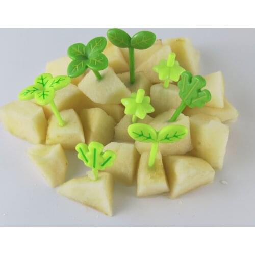 8PCS Fruit Fork Toothpick Leaves Plastic Decoration Lunch Box Bento Accessories Small Salad Tiny Fork Mini Cake Picks For Kids