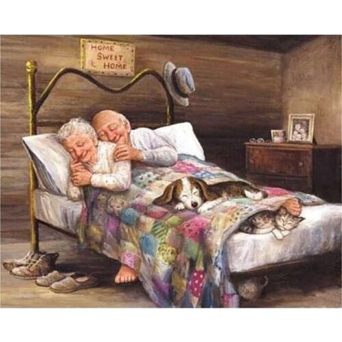 Full Diy 5D Diamond Painting Old Couple Stitch Diamond Embroidery Patterns Rhinestones Diamond