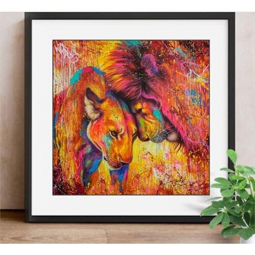 Diamond Embroidery Animal Rhinestone Mosaic Diy 5d Diamond Painting Lion Handicraft Home Decor