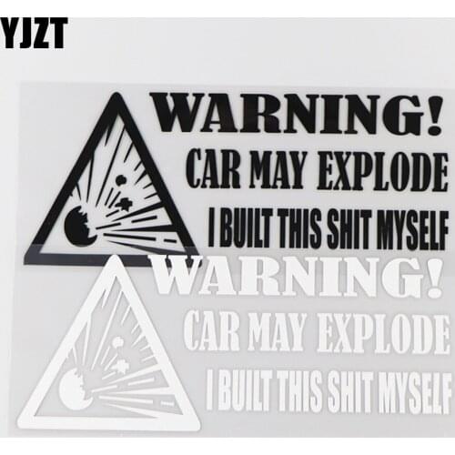 YJZT 19.7×8CM WARNING CAR MAY EXPLODE Vinyl Decal Cartoon Car Sticker Black/Silver 4C-0190