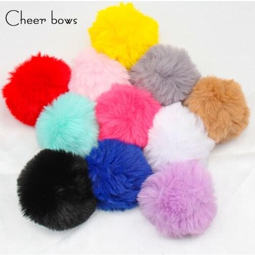 7.5cm Big Faux Fur PomPom DIY KeyChain Rabbit Hair Bulb Bag Soft Pompom Ball For Women Car Bag Key Ring Making Accessories