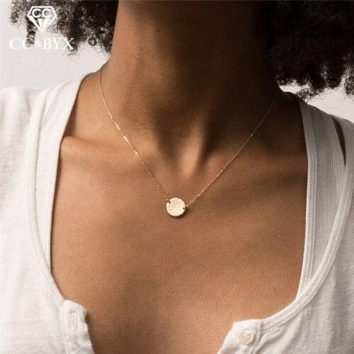 CC Stainless Steel Necklace For Women Round Shape Office Chock Necklaces Pendant Simple Dainty Design Fine Jewelry Gifts YX14977