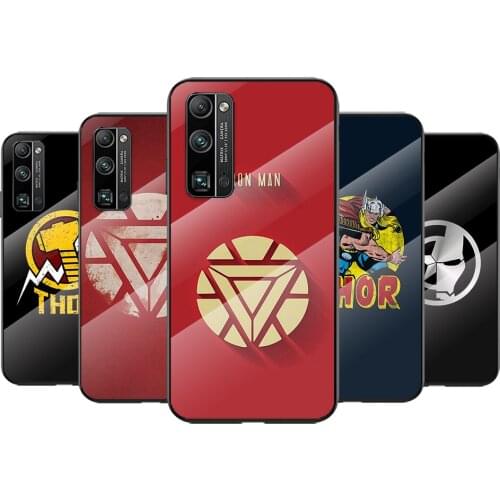 Tempered Glass Cover Marvel Avengers Hero Logo For Huawei Honor 30 20 10 9X 8X Pro Plus Lite Shockproof Shell Phone Case