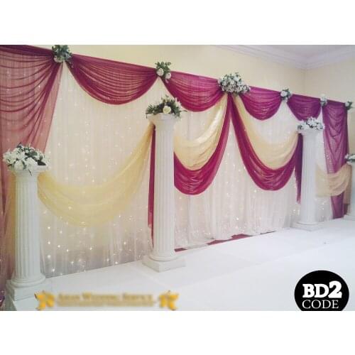 Pure White Starlit Backdrop Curtain With purple Swag 10ftx20ft stage decoration banquet party stage curtain Event Decor