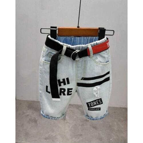 Childrens shorts New Kids Denim Shorts Summer Toddler Clothing Boys Casual Solid Soft Cotton Jeans letter Shorts 2-7Year