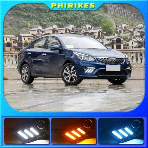 For KIA Rio K2 2016-2017 1 Pair 3-Color Car Daytime Running Light Turn Signal Light DRL LED Fog Lamp Cover