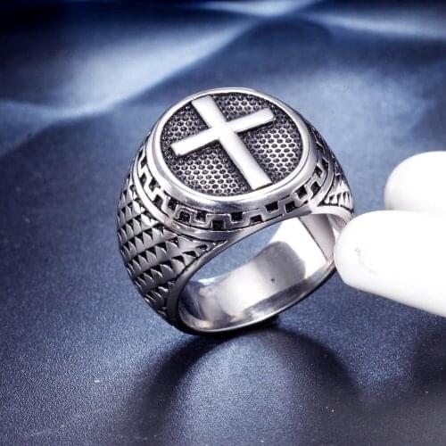 European and American trend personality stainless steel retro cross ring jewelry