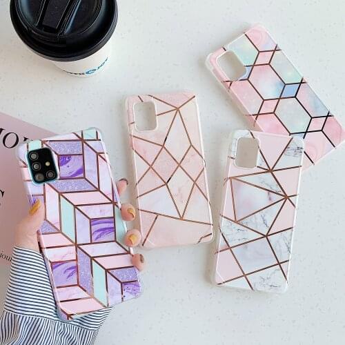 Electroplated Marble Case For Samsung Galaxy S20 FE Note 20 Ultra S21 Plus A51 A71 A50 A10 A20 A30 Soft Silicon Shockproof Cover