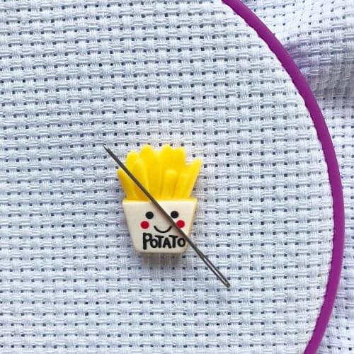 Potato French fries needle minder to keep track of your needle cross stitch accessories