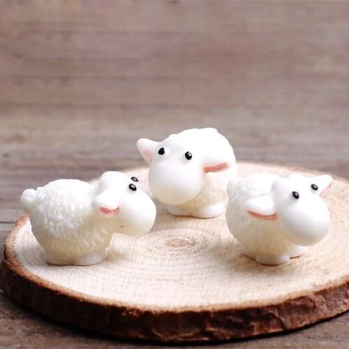 Artificial Animal White Sheep Miniature Fairy Garden Home Houses Decoration Mini Craft Micro Landscaping Decor DIY Accessories