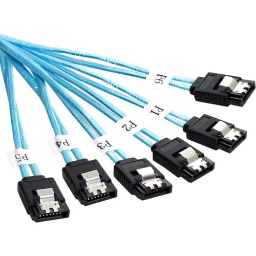 Jimier Internal Host 6 SATA 7Pin to 6 SATA 7pin Target Hard Disk 6Gbps Data Server Raid Cable