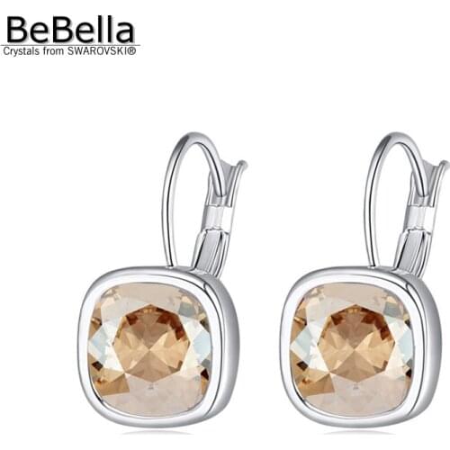 BeBella classic square earrings for women made with Crystals from Swarovski for women gift