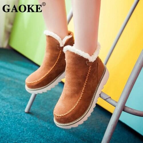 Classic Women Winter Boots Suede Ankle Snow Boots Female Warm Fur Plush Insole High Quality Botas Mujer Slip On Platform Shoes