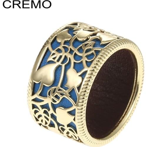 Cremo Ring For Women Flower Hollowing Craft Gold Color Fashion Leather Interchangeable Jewelry Friendship Gift