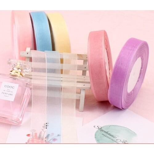 50yard/roll 25mm Organza Ribbon Wrapping Christmas Party ribbon bow DIY Gift Packaging Wedding Decoration Tapes Chiffon Ribbons