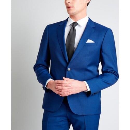 Mens Wedding Suits Two Pieces Royal Blue Formal Stylish Notch Lapel Slim Fit Fashion Blazer Jackets Pants Prom Party Costumes