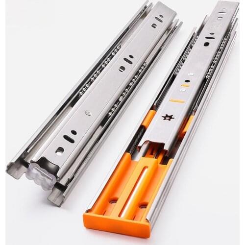 10-22\Stainless Steel Drawer Slides Mute Cushion Buffer Soft Closing Drawer Slide Three Section Drawer Guides Furniture Hardware