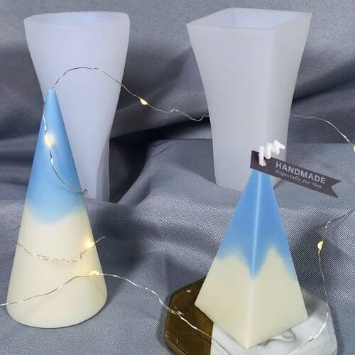 New Pyramid Silicone Candle Mold DIY Geometric Conical Candle Mould Soy Wax Essential Oil Aromatherapy Candle Material Supplies