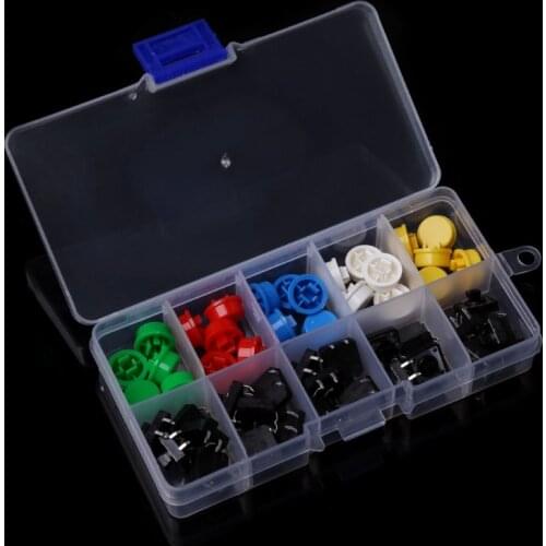 2020 New 25 Pcs 12x12x7.3mm Momentary Tactile Push Button Touch Micro Switch 4P PCB w/Cap Drop Ship Support