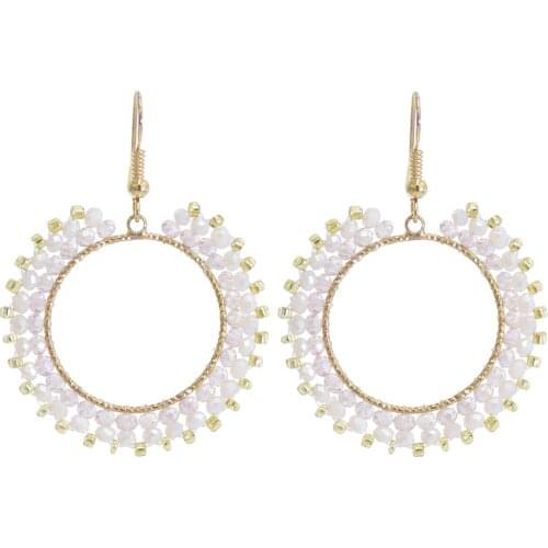 New fashion wild trend European and American round earrings temperament crystal beads ring earrings