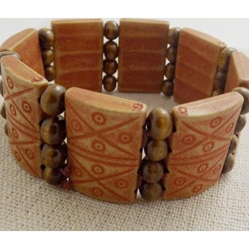 WHOLESALE 12 pcs Natural Wood elastic Mens bracelets jewelry job lot