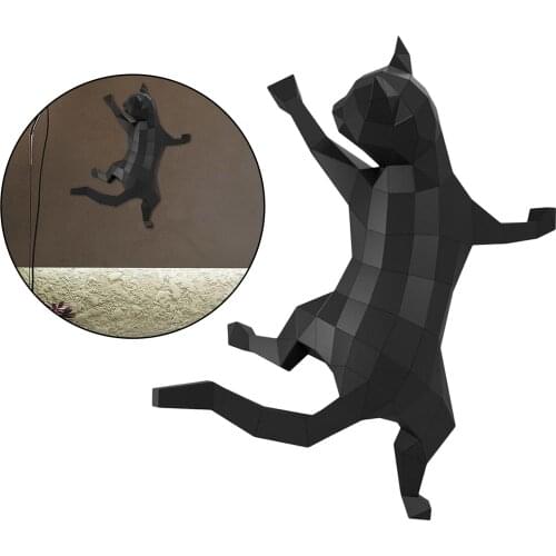 Origami Wall Decoration DIY Wall Paper Trophy DIY Papercraft Cardboard Animal 3D Wall Decoration Cat Paper Statue Crafting Toys