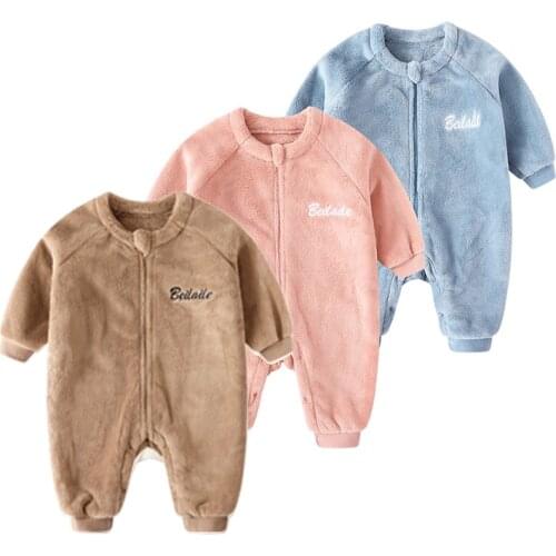 Autumn Baby Rompers for infant 2021 Winter Newborn Girl boys Clothes Children Long Sleeve fleece Jumpsuits 0-24m baby clothing