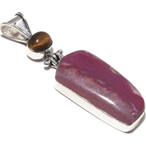 Genuine Solar Quartz + Tiger Eye Pendant Silver Overlay over Copper , Hand made Women Jewelry gift, P8544