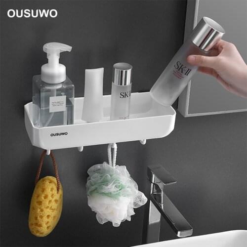 Bathroom accessories rack free punching toilet seamless wall suction plastic storage rack kitchen seasoning storage shelf