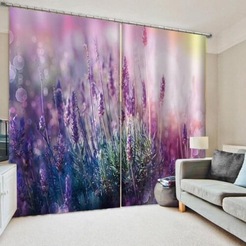 Luxury Blackout 3D Window Curtains For Living Room Bedroom purple landscape curtains Decoration curtains