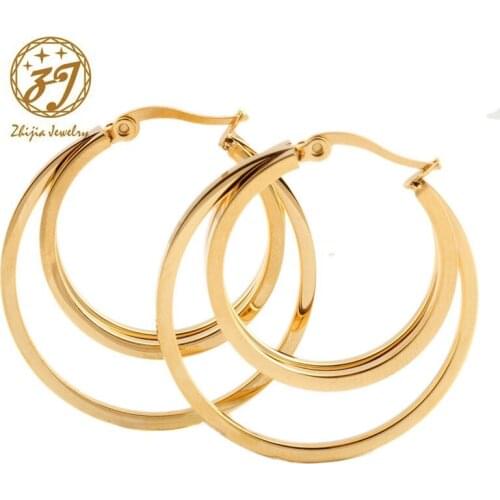 New Big Geometry Multilayer Brand Earrings For Women Trendy Fashion Jewelry Gift Gold Color Stainless Steel Oval Hoop Earrings