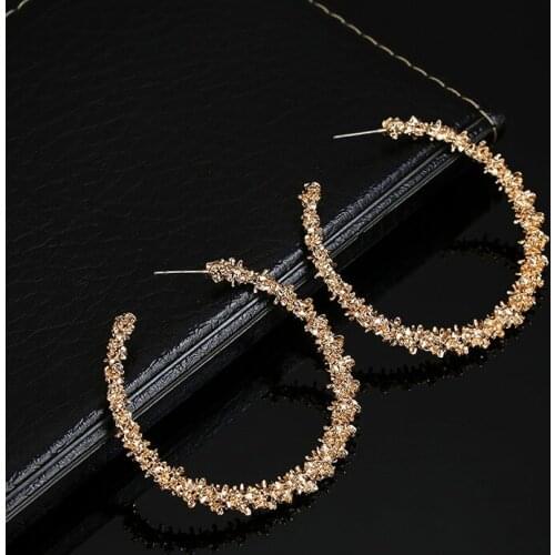 Golden Color Hoop Earrings Simple Round Hollow Fashion Metal Ear Jewelry Gift For Wedding Party Kupe EJ413