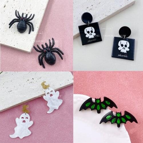 Donarsei Horror Simulation Spider Halloween Earrings For Women Hallowmas Scary Costume Cosplay Mummy Skull Pumpkin Drop Earring