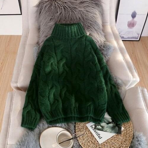 Turtleneck sweater womens pullover autumn and winter new Korean style loose casual long-sleeved solid color top all-match