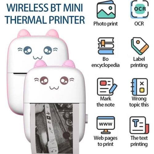 Mini Portable Thermal Printer Paper Photo Label Wireless Bluetooth-compatible Fast Printing Windows DIY Home Use Sticker Printer