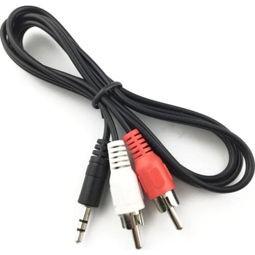 Universal 3.5mm Stereo Audio Male to 2 RCA Male Socket AV Line Audio Cable for Phone Voice Box Patch Cord 1m