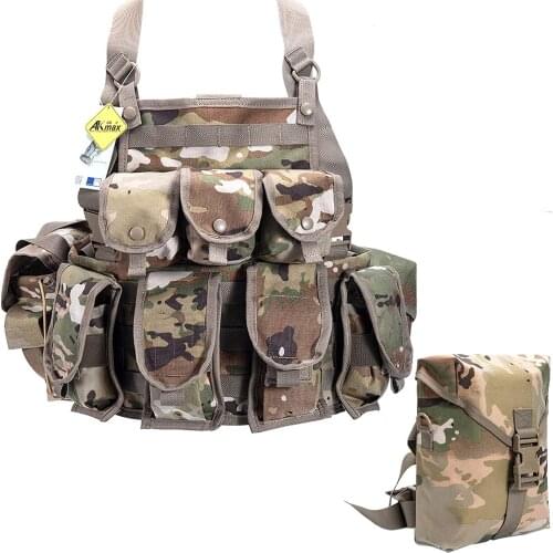 Akmax.cn MT Military Tactical Assault Vest with MOLLE Pouches, Army Combat Chest Rig with Leg Pack, OCP