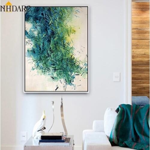 Green Abstract Chic Canvas Art Print Painting Poster Home Decor Painting & Calligraphy, Wall Pictures For Living Room Wall Decor