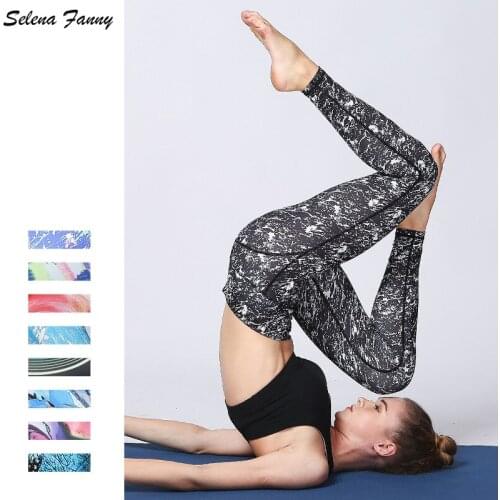 Women Yoga Pants Printed Tummy Control High Waist Power Flex Capris Workout Leggings for Fitness Running Pants